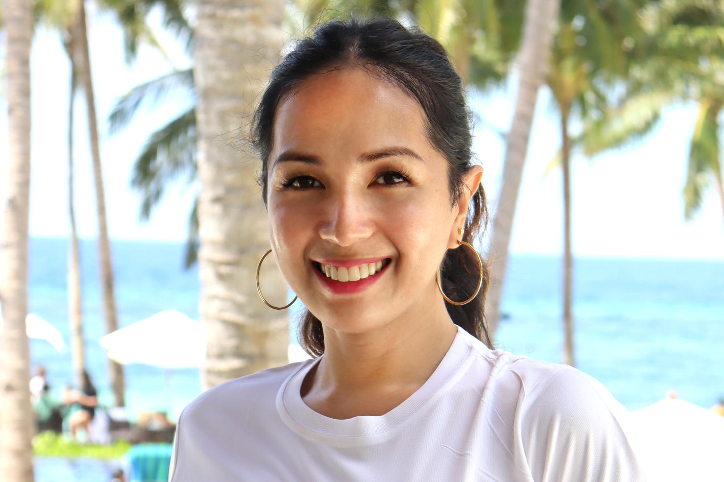 Maki, standing for love and fairness for all ladyboys Maki Gingoyon, co-founder of My Ladyboy Date, photographed at a tropical location to illustrate the platform’s commitment to offering a free dating service for ladyboys.