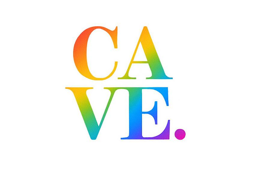 Rainbow gradient logo reading “CA VE” with a dot, representing Cave Cebu, displayed on a white background.
