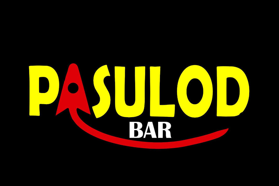 Logo of Pasulod Bar in Davao featuring bright yellow typography with red accents on black background.