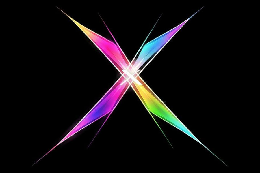 Logo of Halyxon Club featuring a multicoloured crystal-like X on a black background.