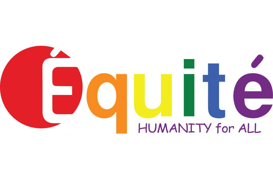 Logo of Equité Sri Lanka featuring multicolored lettering spelling Equité and the slogan “Humanity for All” below.