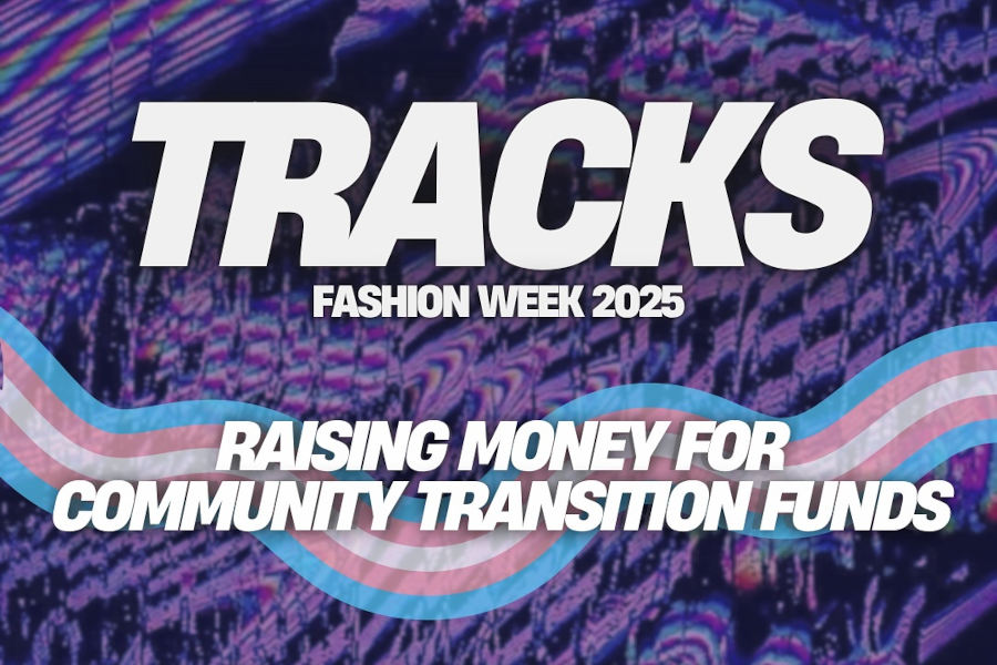Affiche de Tracks Fashion Week 2025 mettant en avant une collecte de fonds pour la communauté trans et une soirée de mode queer.